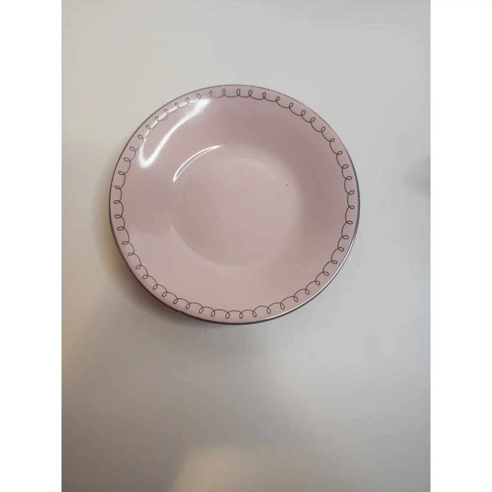 Classic Coffee & Tea Brand Set of 6 Small Cups And Saucers Pink With Silver NIB